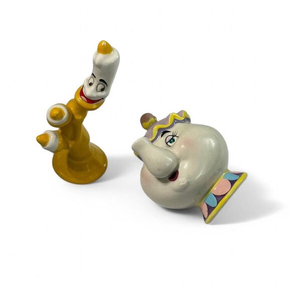 1990s lot of 2 Disney Beauty and the Beast Mrs Potts and Lumiere set 3.5 inch - Picture 5 of 8